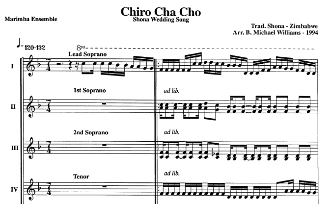 Three Shona Songs for Marimba Ensemble