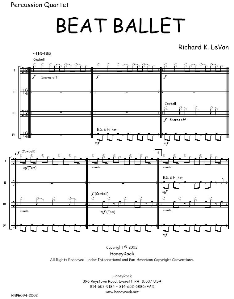 Beat Ballet, Score Sample