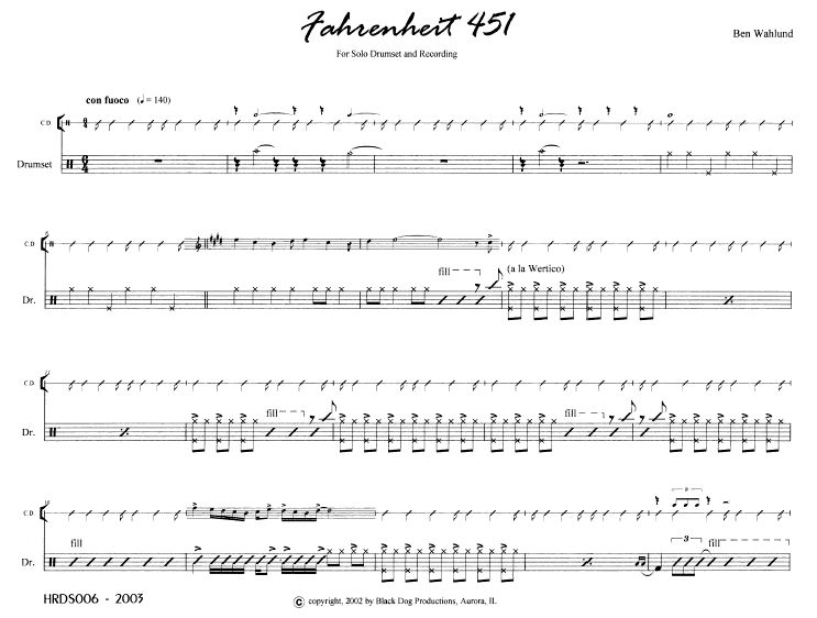 Fahrenheit 451 for Drum Set and Soundscape