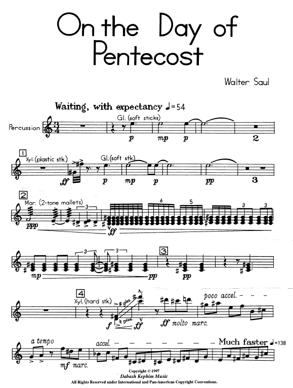 On the Day of Pentecost for Percussion and Harp