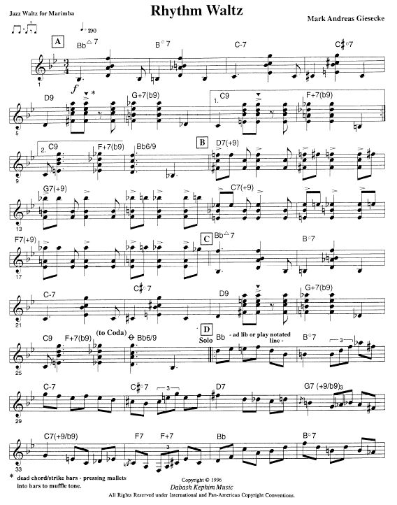 Rhythm Waltz for Marimba