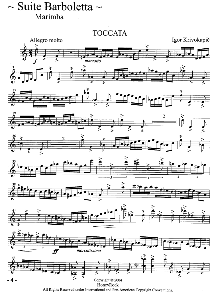 Suite Barboletta for Marimba and Harp