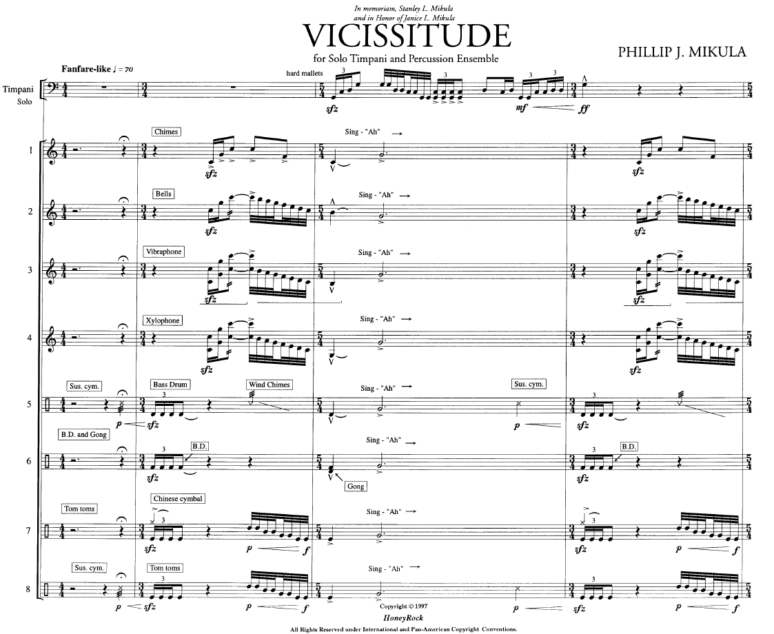 Vicissitude for Percussion Ensemble, 9 Players