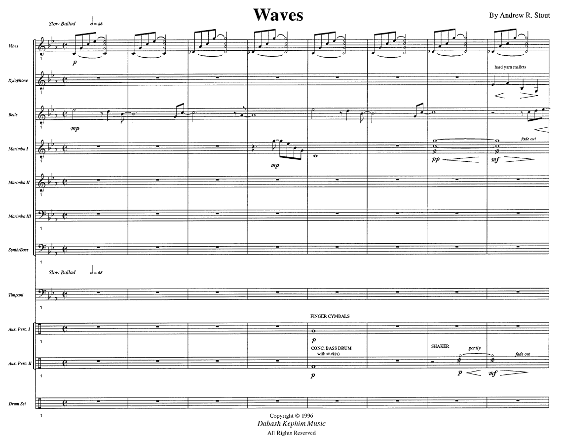 Waves for Percussion Ensemble, 11 Players