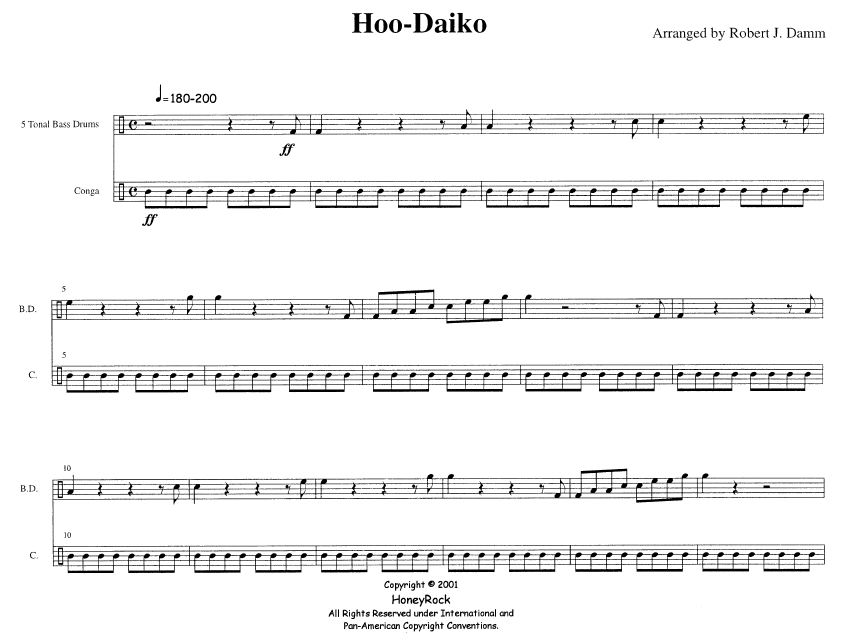 Hoo-Daiko for Percussion Ensemble - Six Players
