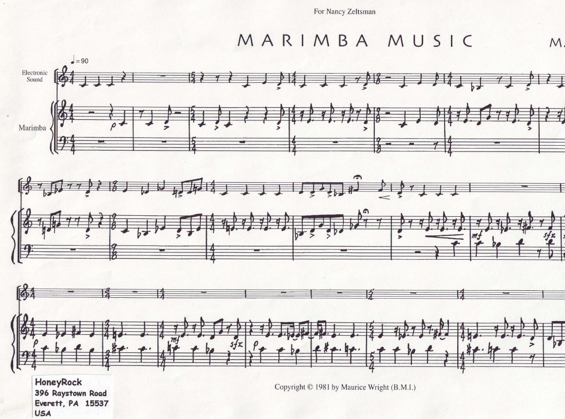 MARIMBA MUSIC: for Marimba and Electronic Sounds