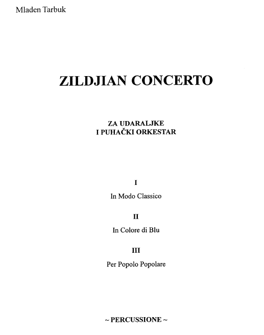 ZILDJIAN CONCERTO for Percussion Soloist and Band