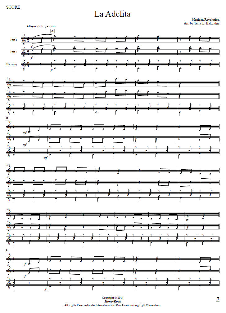 SONGS of the MEXICAN REVOLUTION - arr. for 3 players on one Marimba