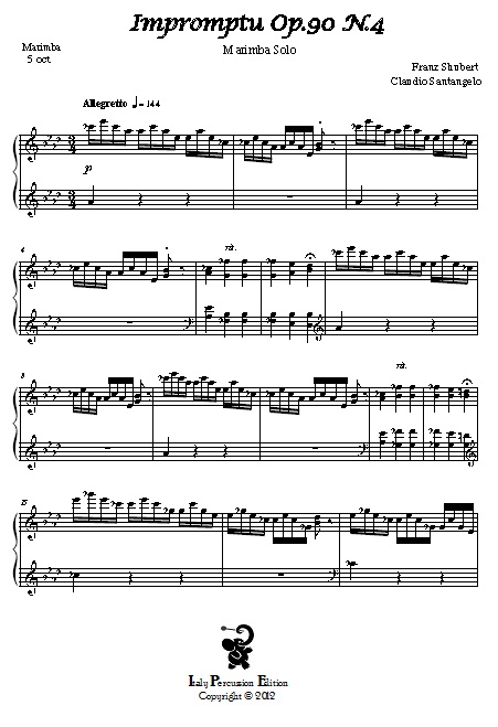 Impromptu Op. 90, No. 4, Arr. for Solo Marimba, Claudio Santangelo