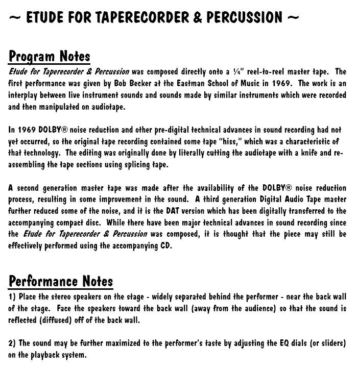 Etude for Taperecorder & Percussion