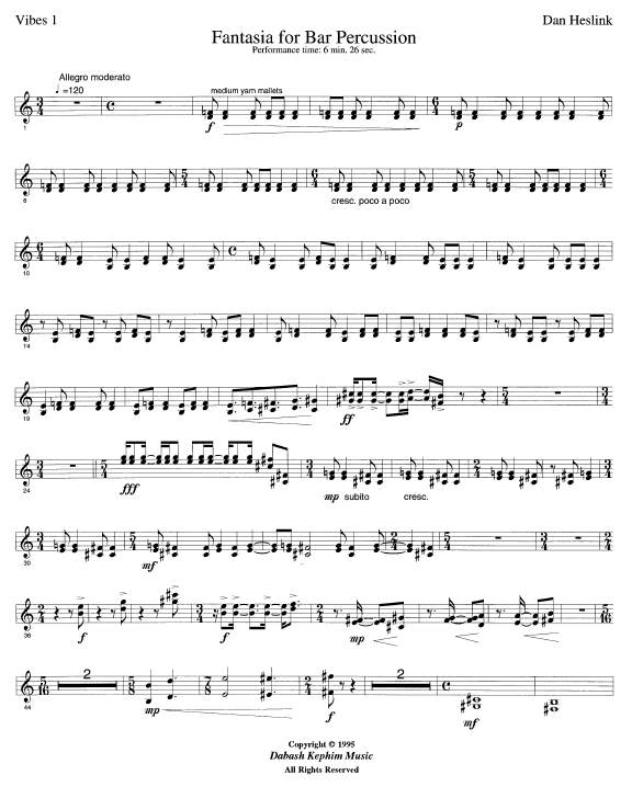 Fantasia for Bar Percussion - Eight Players