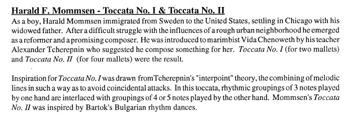 Toccata No. 1 & Toccata No. 2 - Historical Note