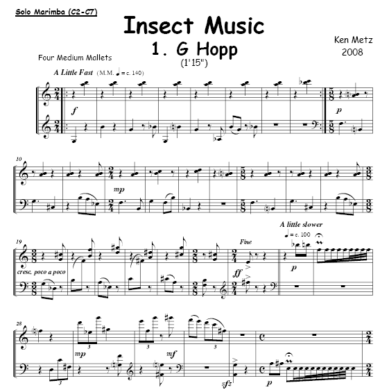 Inect Music for Solo Marimba