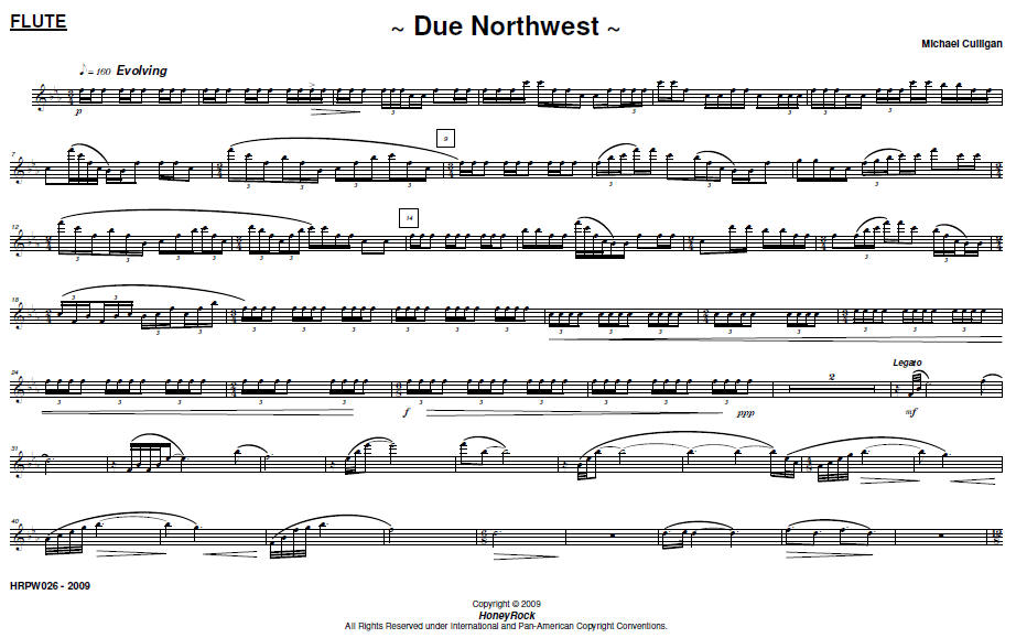 Due Northwest, score sample (Flute)