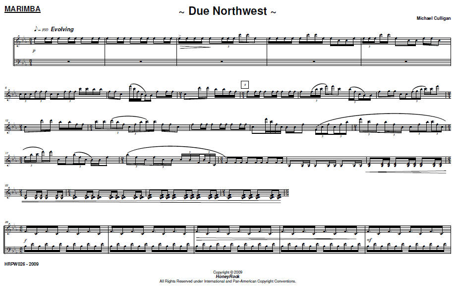 Due Northwest, score sample (Marimba)