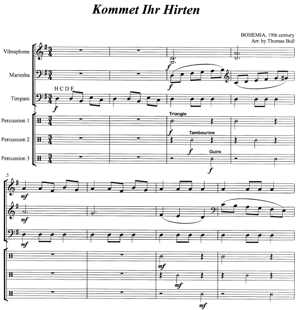 CHRISTMAS TREEos, Kommet Ihr Hirten score sample