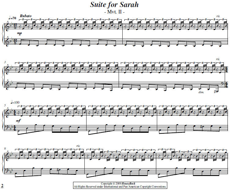 Suite for Sarah - Mvt. II, score excerpt