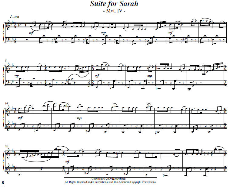 Suite for Sarah - Mvt. IV, score excerpt