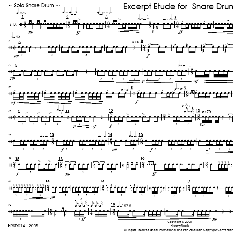 Excerpt Etude for Snare Drum, Matthew Beck