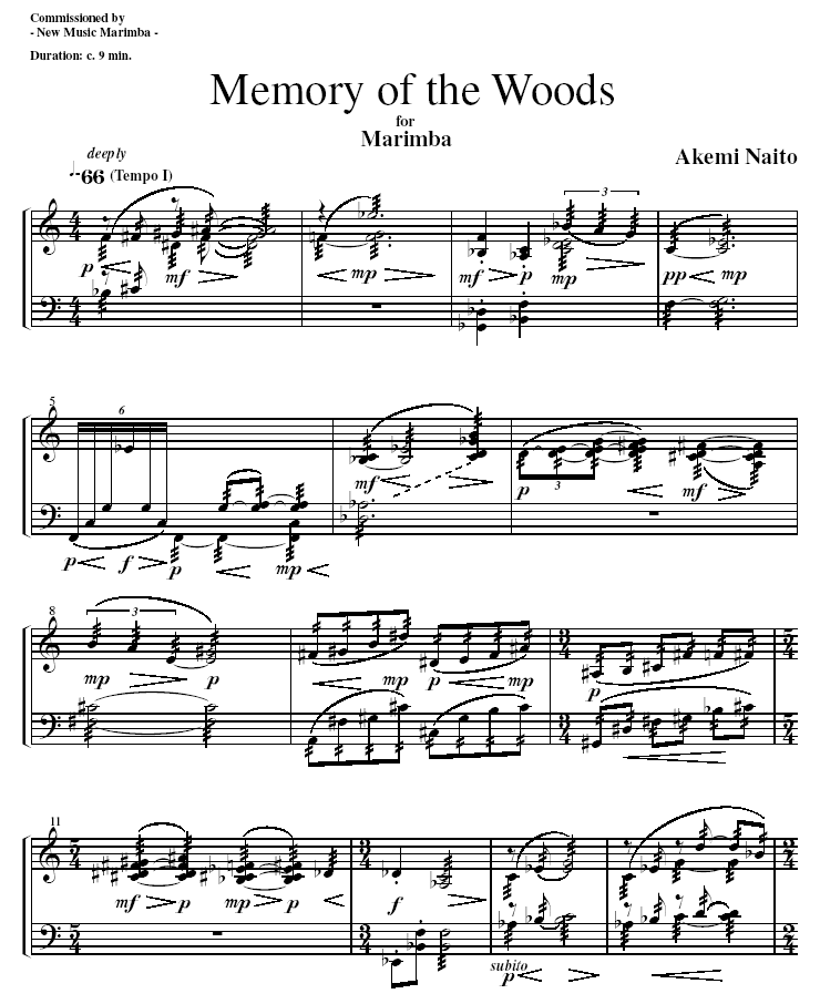 Memory of the Woods for Solo Marimba