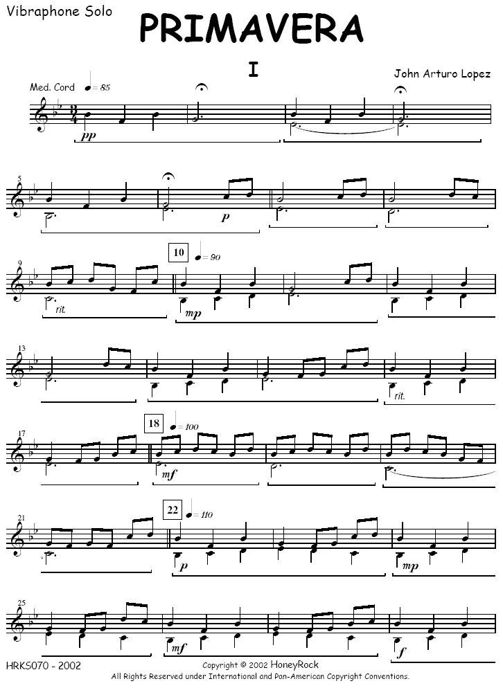 Las Estaciones Del Año for Solo Marimba/Vibraphone