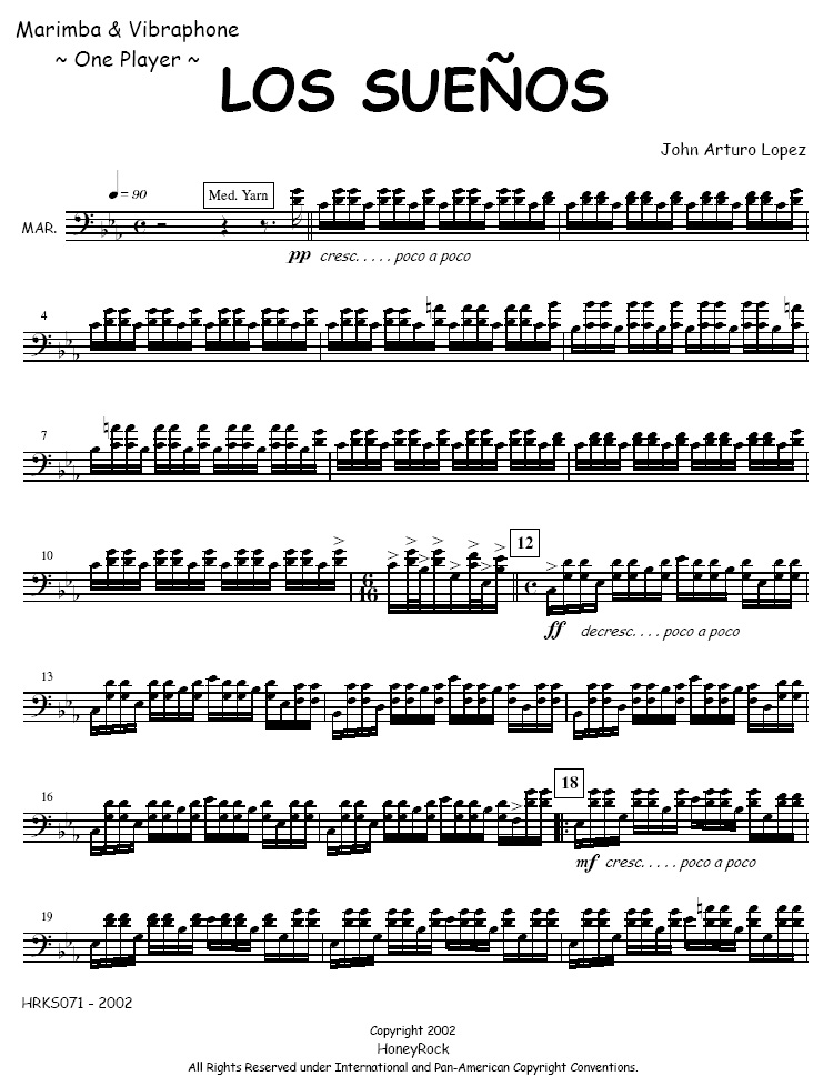 Los Sueños for Solo Marimba/Vibraphone