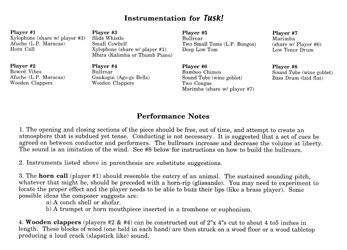 Tusk! for Percussion Ensemble - Eight Players