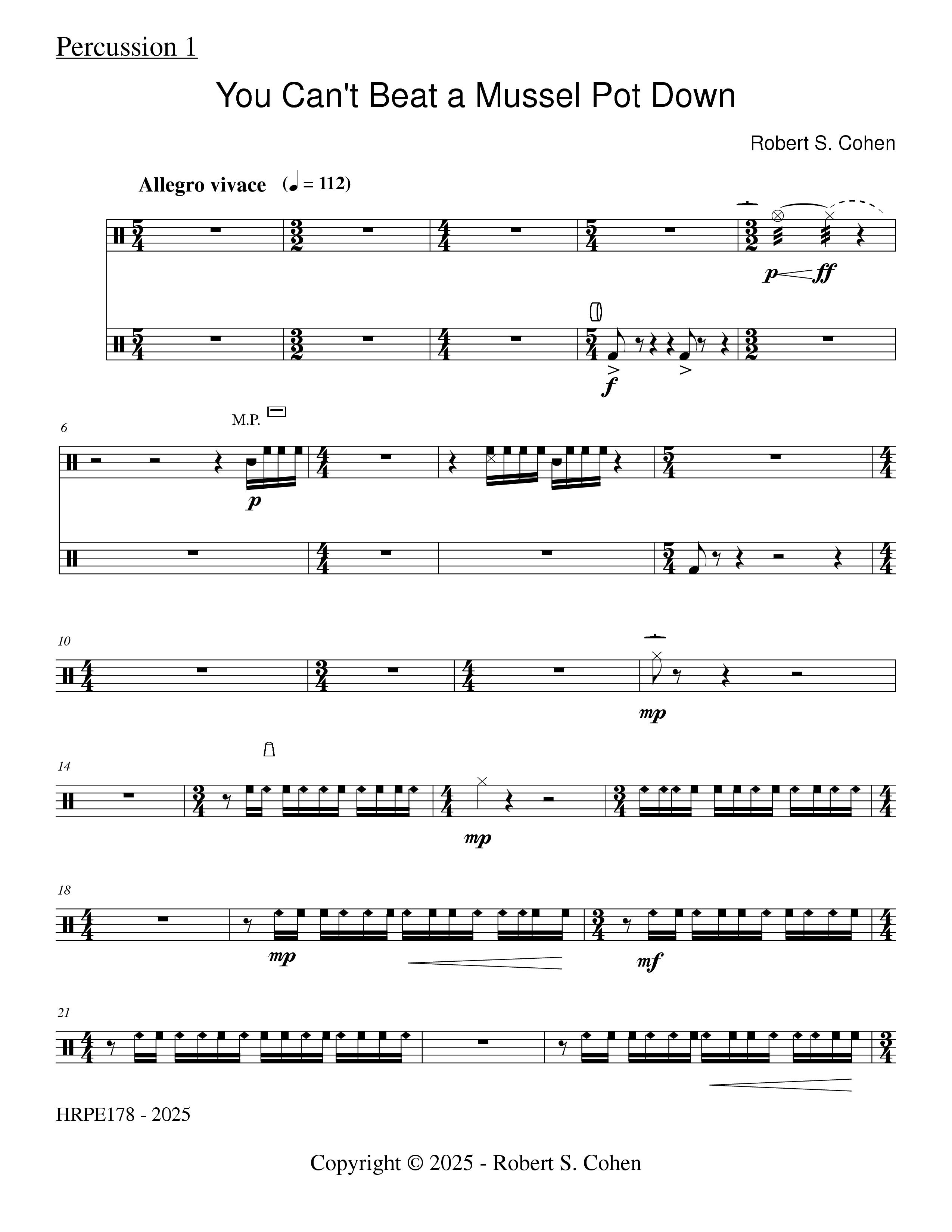 You Can't Beat a Mussel Pot Down: Percussion Trio, Robert S. Cohen