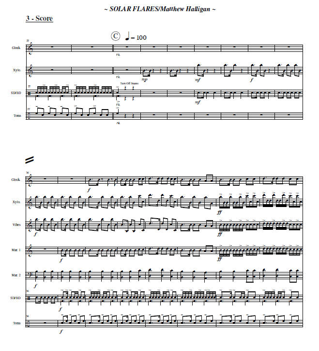 SOLAR FLARES for Percussion Ensemble - 8 Players