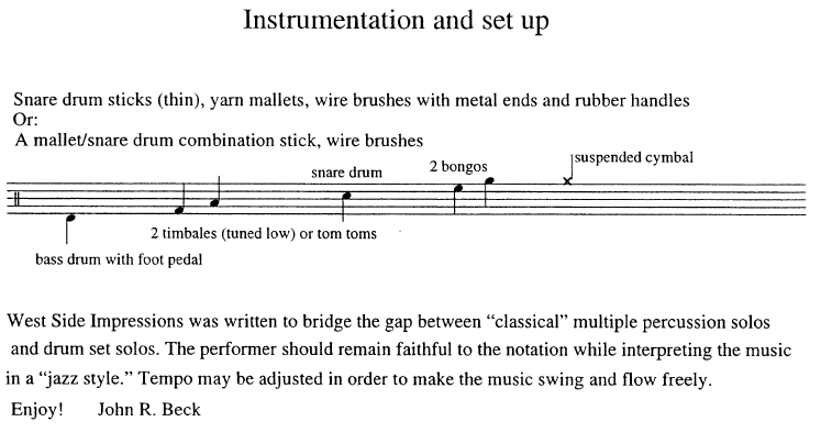 West Side Impressions for Solo Percussion