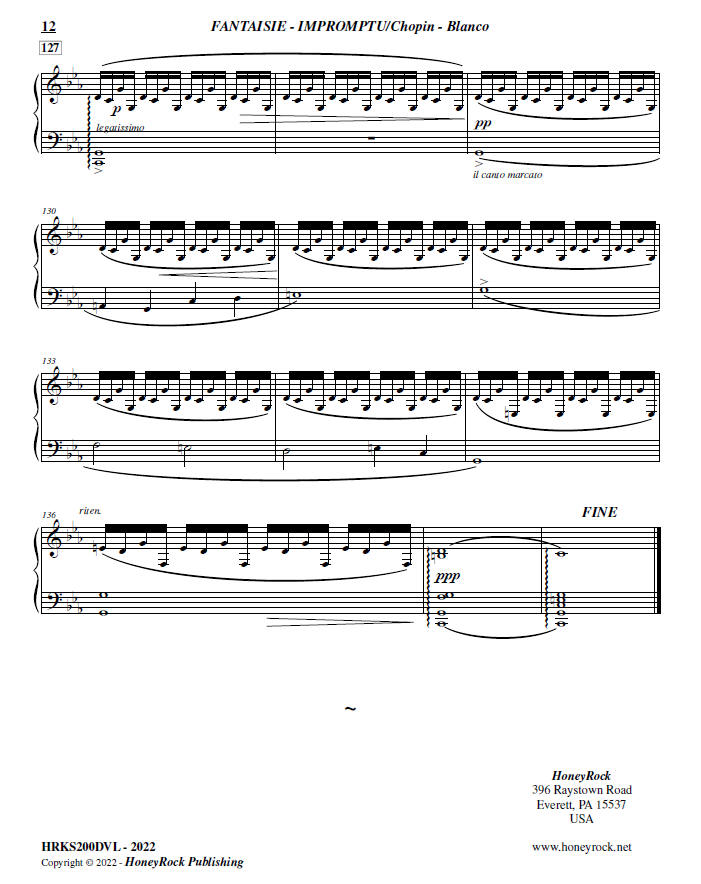 Fantaisie-Impromtu - Chopin, Arr. for Solo Marimba - Pablo Blanco Cordero | HoneyRock Publishing | Percussion Music