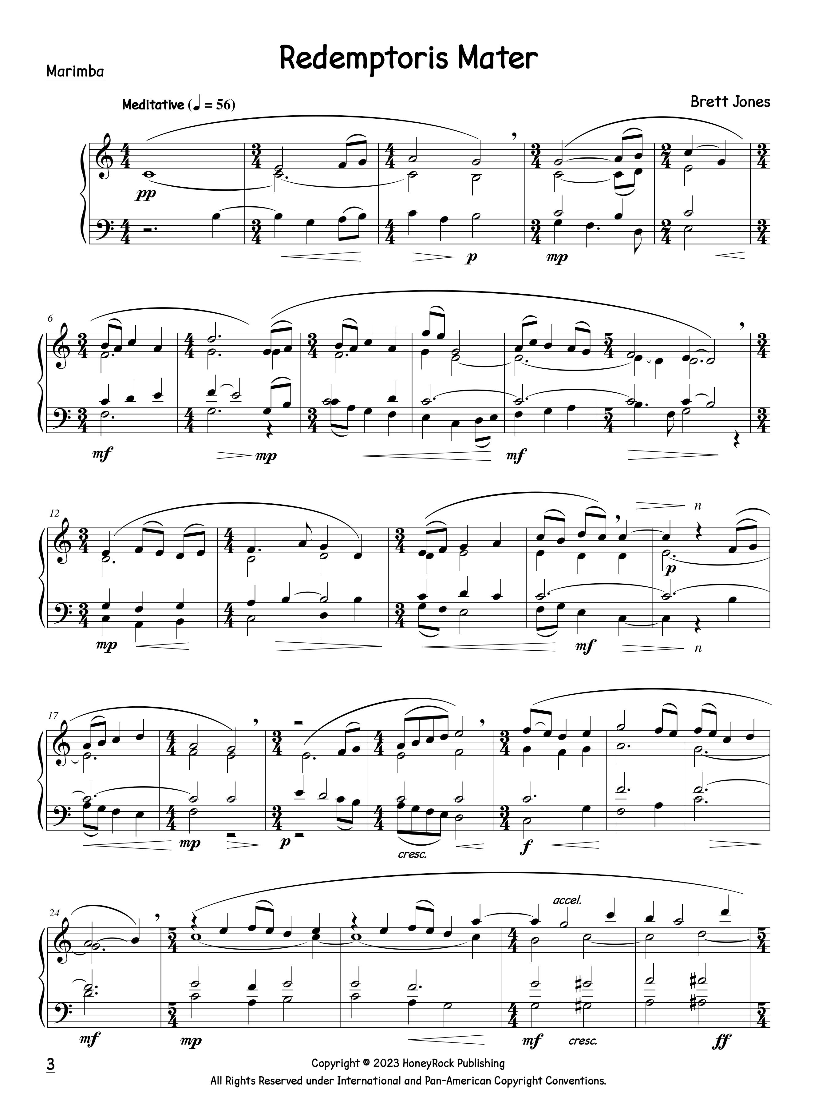 Two Marian Hymns for Solo Marimba